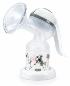 NUK Jolie Handmilchpumpe, mit weichem Silikonkissen und ergonomischem Pumphebel, hohe Abpumpleistung, BPA frei